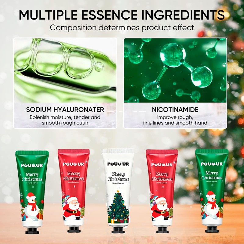 Handcreme Weihnachten, Mini Handcreme Set, 5 Stück Handpflegecreme, Ideal Für
