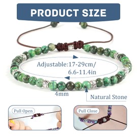 Generisch Women's Yoga Bracelet, 4 mm Gemstone Women's Bracelets Adjustable Natural Stone Bracelet Crystal Beads Bracelet for Women Girls 17-29 cm, glazing