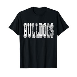 Bulldogs Mascot Distressed Vintage School Sports Name Fan T-Shirt