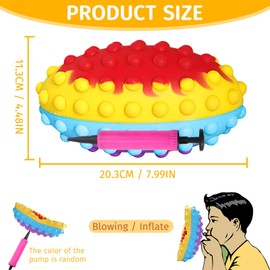 TitTees Football Push Bubbles Pop Fidget Toys Kids, 8 in Inflatable Silicone Rainbow Footballs Squeeze Toy with Pump - Stress Balls Sensory Toys Birthday Party Favors for Kids, Fun Outdoor Toss Game