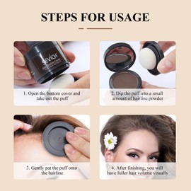 SEVICH Sevich Hairline PowderInstantly Conceals Hair Loss, Root Touch up Powder, Hair Shadow Toppers for Women & Men, Touch Up for Thinning Gray Hair, Windproof & Sweatproof, Black