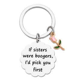 Sister Birthday Christmas Gifts for Bestie Keychain Funny Sisters Gifts from Sister Keychains Flower Gifts for Friend Sister Gifts for Girls Sister Appreciation Gifts for Sister In Law