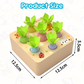 Wooden Toy from 1 Year, Baby Motor Skills Toy for 12-18 Months Boys and Girls, Montessori Sorting Game, Wooden Puzzle, Carrot Harvest, Educational Toy, Birthday Gift for Children
