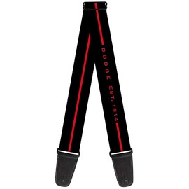 Buckle-Down Guitar Strap - Dodge 100th Anniversary Logo/Stripe Black/Red - 2" Wide - 29-54" Length
