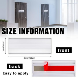 Therwen 25 Pcs Door Name Plate Holder 8'' x 3'' Sturdy Wall Mount Door Sign Holder Curved Name Plates for Doors Office Door Name Plate with Plastic Film and Adhesive Tape for Office Room Wall(Silver)