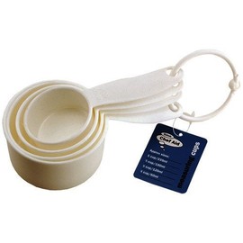 Quality Chef Aid Set of 4 White Plastic Measuring Cups