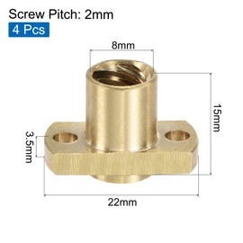 sourcing map T8 Lead Screw Trapezoidal Nut 2mm Pitch 8mm Lead for 3D Printer Brass Tone Pack of 4