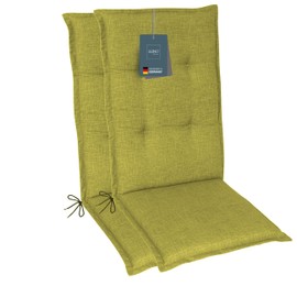 LILENO HOME Garden Chair Cushions Set of 2 High-Backed Chairs in Apple Green - Comfortable Loungers as Seat Cushions for Garden Furniture - Chair Cushion for Garden Chairs and Folding Chairs