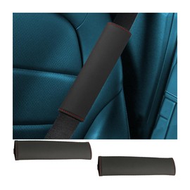 JNNJ 2 Stück Sicherheitsgurt Schulterpolster, Langlebige Lederpolster Gurtpolster Auto, Auto-Sicherheitsgurtbezüge Für Erwachsene, Kinder, Frauen Und Männer(Schwarz)