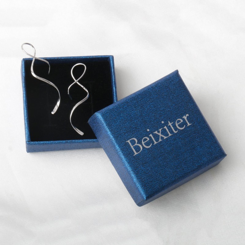 Spiral Threader Earrings 925 Sterling Silver Twisted Linear Curved Pull