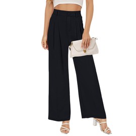 Buauty Wide Leg Dress Pants High Waisted Business Work Casual Pants Suit Long Straight Trousers Dressy Outfits Slacks Black