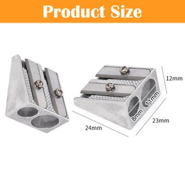 6 Pack Pencil Sharpeners, Metal Pencil Sharpeners with 2 Holes, Crayon Sharpener, Aluminum Alloy Sharpener Pocket Size, Home Office Stationery Sharpener