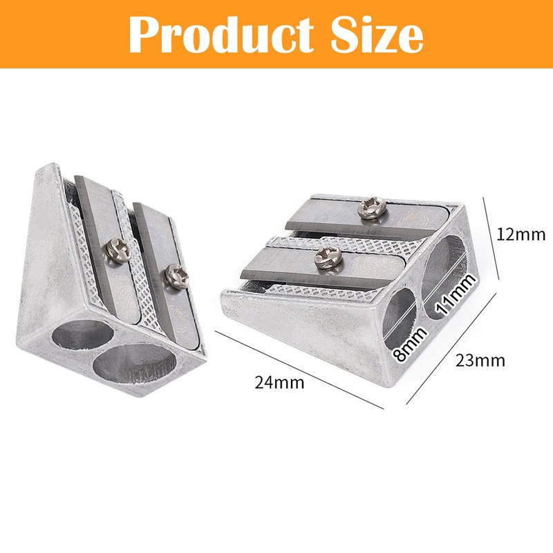 6 Pack Pencil Sharpeners, Metal Pencil Sharpeners with 2 Holes,