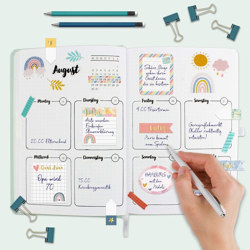 Papierdrachen Bullet Journal Sticky Notes – Rainbow – 9 Different