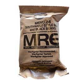 Genuine USGI Individual MRE [Meal, Ready to Eat] Inspection Date 01/2024 or Newer - You Choose Menu - Complete Ration with Entree, Snacks, Dessert, Drink Mix, Utensils, Condiments and FRH. (#24 Southwest Beef and Beans)