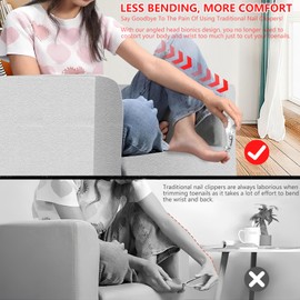 Rigidstone Angled Head Nail Clipper for Elderly Ergonomic Sharp Jaw Blade for Thick Nails Nail Clipper with Catcher for Men, Women and Friends