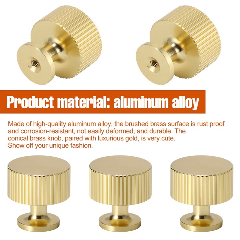 Palmcee 10 Pieces Door Knobs, Gold Round Drawer Knobs with