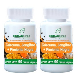 CÚRCUMA, JENGIBRE Y PIMIENTA NEGRA PARA MÁXIMA ABSORCIÓN  FORMULA PREMIUM SOLO INGREDIENTES NATURALES (180 Cápsulas)                                  