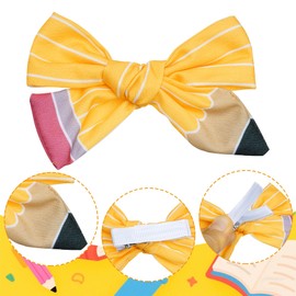 2Pcs Back to School Hair Clips Bows Hair Accessories for Student Pencil Bow Hair Clip for Girls First Day of School Kindergarten Students