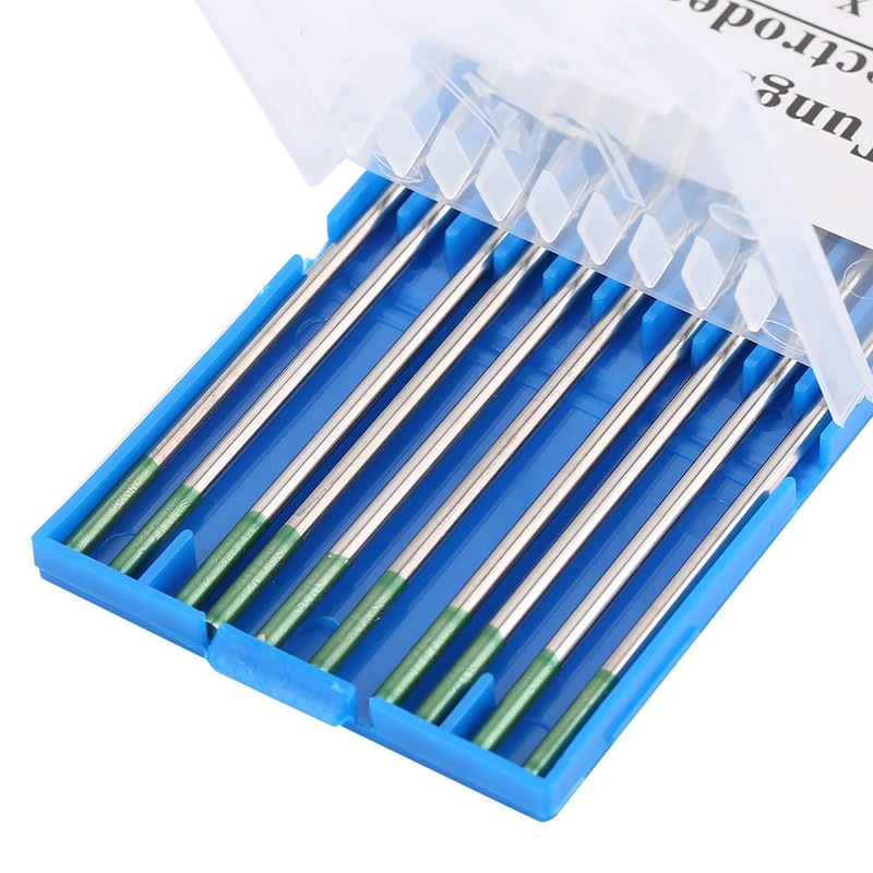 10Pcs Pure Tungsten Electrodes WP Green Tip for AC Tig