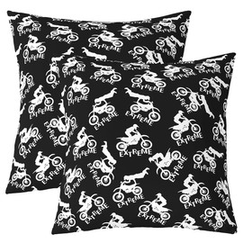 Feelyou 16"x16", 1 Pcs Dirt Bike Cushion Case Cushion Cover Motocross Rider Throw Pillow Covers Soft Extreme Sports Theme Decorative Pillowcase Black White Motorcycle Outdoor Pillows Covers Room Decor