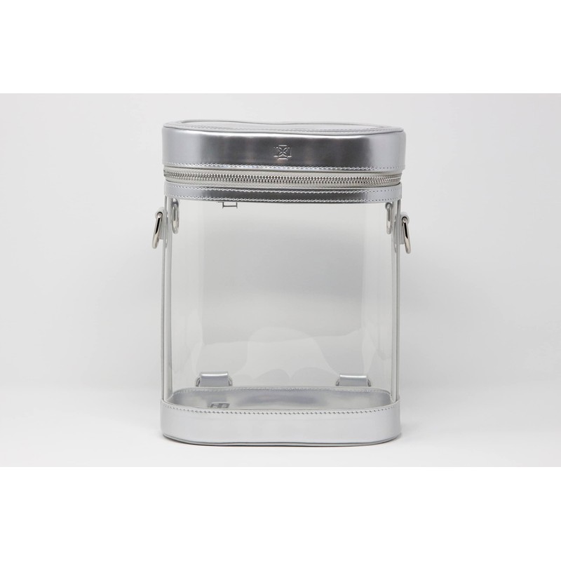 DOMINIE Clear Backpack Silver Holographic Leather Trim with Removable Interchangeable