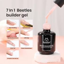 beetles Gel Polish Beetles Builder Gel for Nails, 5 in 1 Builder Strengthener Gel Nude Color Jelly Gel Beige Gel Building Extension Nail Gel Cover Gel DIY Nail Art Design Valentine's Day Gift for Women