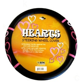 Comfort Grip Steering Wheel Cover - Love Story Hearts Pink