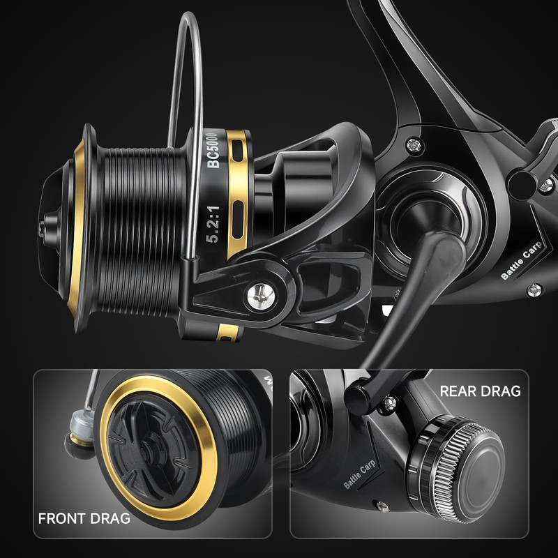 HAUT TON Battle Carp Fishing Reel, 26.5Lbs Drag Baitfeeder Spinning