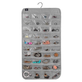 BB Brotrade Hanging Jewelry Organizer,Accessories Organizer,80 Pocket Organizer for Holding Jewelries (Grey)