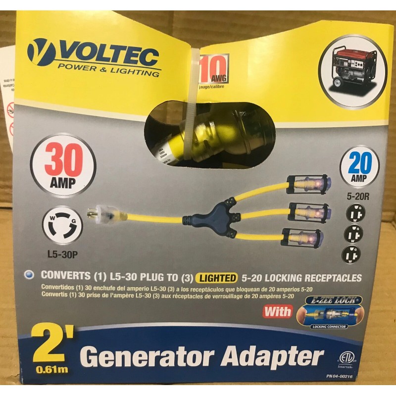 Voltec 30 AMP Generator W Adapter With E-ZEE Lock 04-00216