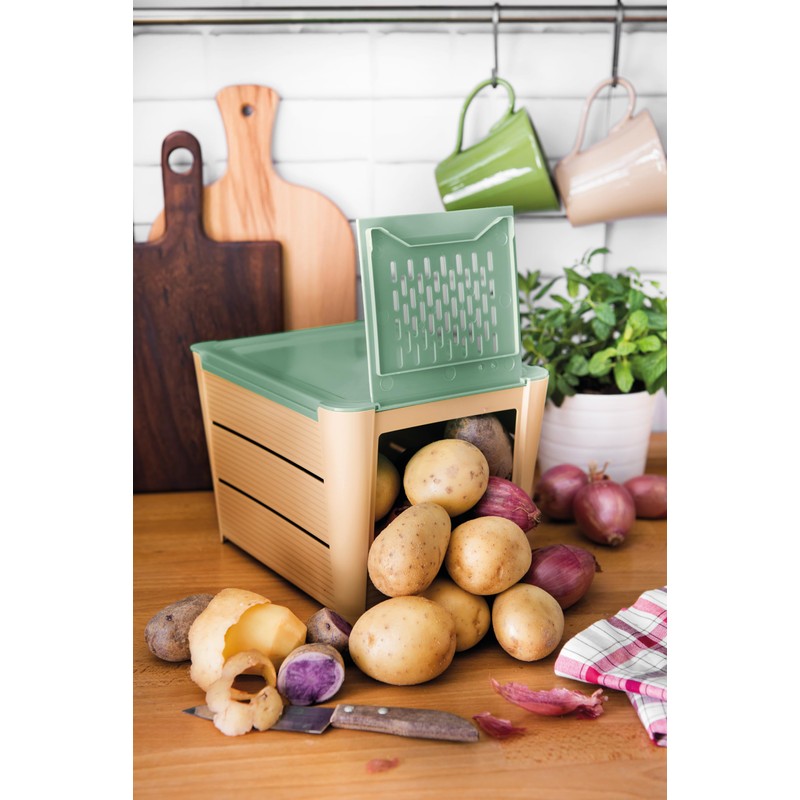 Snips Potato and vegetable container, brown and green, 3 kg,