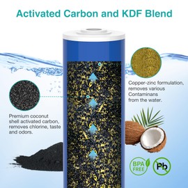 SimPure Whole House Water Filter Cartridges 20" x 4.5" GAC/KDF Carbon and Heavy Metal Filter, For DB20P, WHB20, FG25B-KS, WGB32B-KS, ‎FLTWH2045K, 2 Pack
