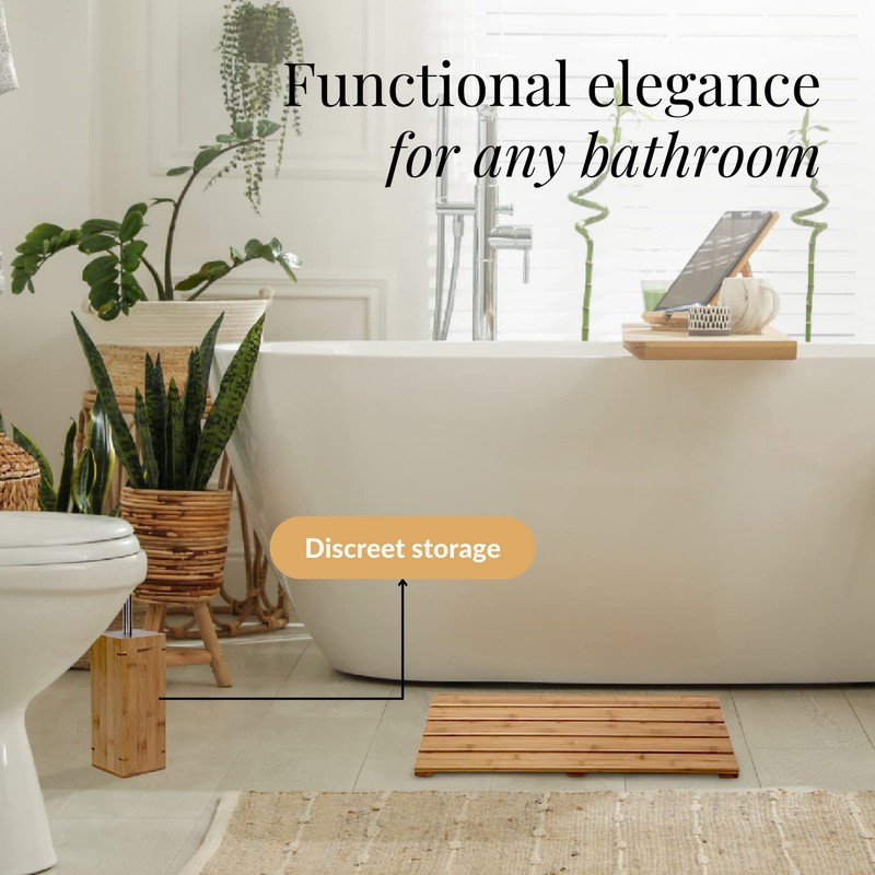 GOBAM Bamboo Toilet Bowl Cleaner with Holder for All Toilet