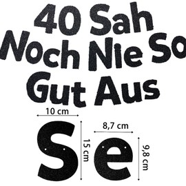Ovanda 40 Sah Noch Nie So Gut Aus, Lustige Banner, 40 Geburtstag Frau Mann Deko, Geburtstagsgirlande, Geburtstagsbanner, Glitter Girlande Geburtstag Schwarz,Geburtstagsfeier Partyzubehör,Glückliche 40