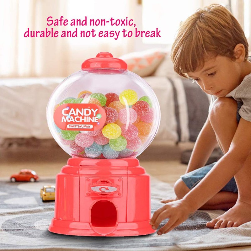 (Red) - Portable Children Candy Machine Plastic Mini Gumballs Dispenser