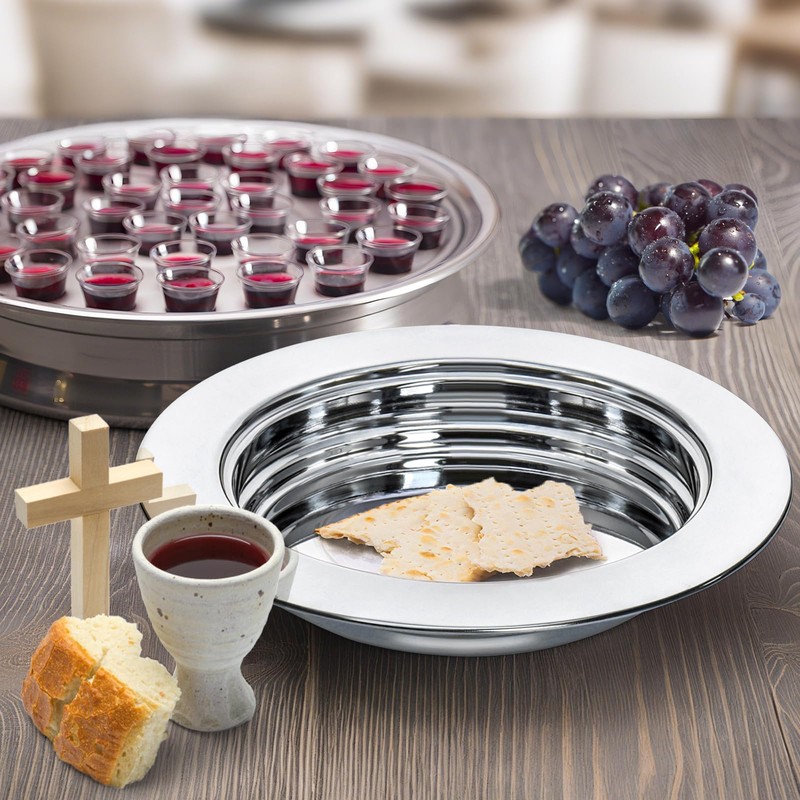 Bekith 2 Pack Communion Plates for Church, Communion Ware Stainless