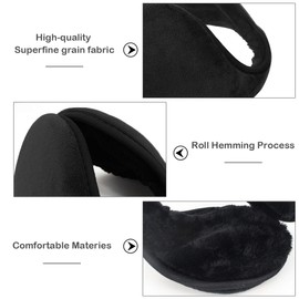 Winter Earmuff - Warm Ear Muffs Outdoor Around Foldable Adjustable Knited Unisex Ear Warmer Soft Ear Defender Winter (Black)(Size:L)
