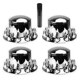 SEHNSUCHT 33mm ABS Axle Cover with Chrome Plating, Thread-On Dome Combo Kit Screw-on Lug Nut Covers for Semi Truck with 4 Rear Axle Wheel Covers and Removable Hub Caps