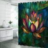 Vintage Stained Glass Shower Curtain for Bathroom,70x70 Inch,with Hooks
