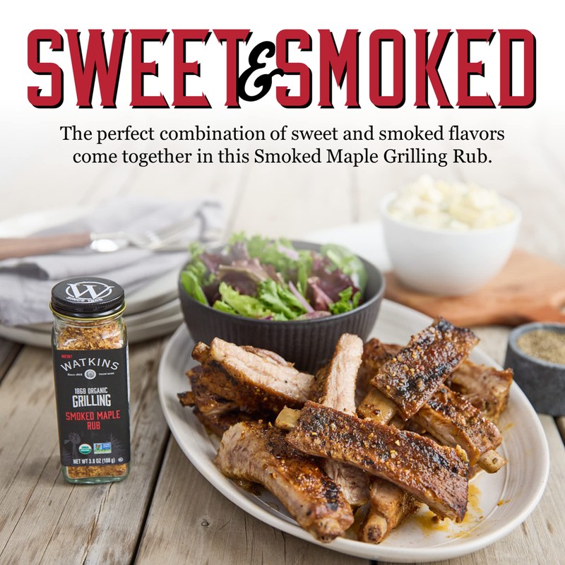 Watkins 1868 Organic Grilling Smoked Maple Rub, 3.8 oz, 3-Pack