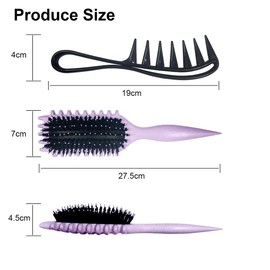 Ruayia Tooth Combs + Shark Tooth Comb Women, Wide Tooth Comb Kit for Men, Hair Styling Salon, Highlight Comb, Wide Tooth Comb, Curling Brush, Curling Comb, Coarse Teeth - Purple