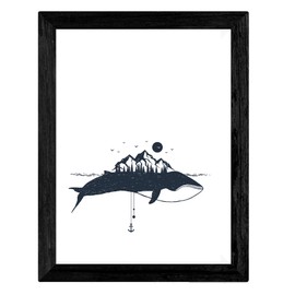 Nacnic Set of 4 prints of Whales and the Milky Way. Beautiful nature designs in nordic style. Wall decoration for your home, office or shop. A4, frameless.