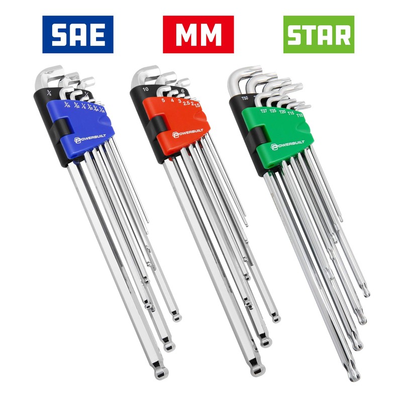 Powerbuilt 9 Piece Star Stubby Long Arm Ball End Hex