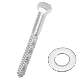 5/16 x 5-1/2" Hex Head Lag Screws Bolts with Flat Washers (10 Sets), 304 Stainless Steel 18/8, Partial Thread, Deck Screws, Heavy Duty Hex Head Wood Lag Screws, Fayeploo