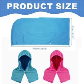 XIMU-SHANGDIAN 2 Pack Cooling Hoodie Towel – Instant Cool Towel for Neck & Face with Sun Protection, Ideal for Sport, Camping, Workout, Hot Weather (Blue & Rose Red)