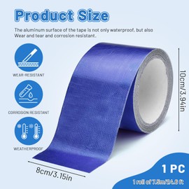 Huakaile Blue Tent Repair Tape, 25 Ft x 3" Waterproof RV Awning Repair Tape, Outdoor Heavy Duty Tarp Patch Kit for Camper Boat Cover Canvas Seam Sail Tarpaulin