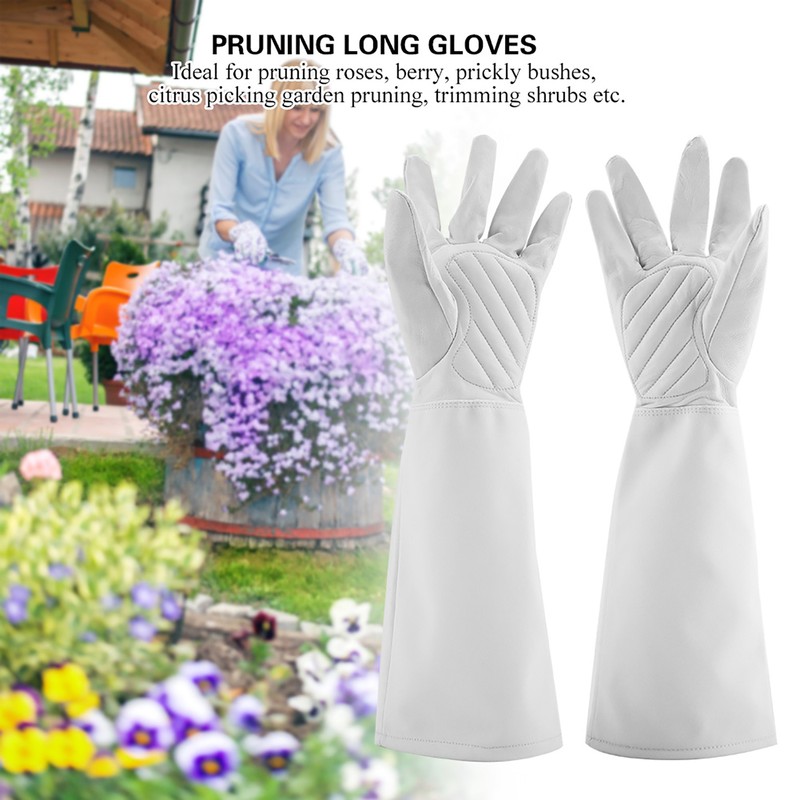 Rose Pruning Gardening Leather Gloves Wearproof Puncture Proof Long Work