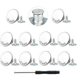 No-Sew Jeans Button Replacement Kit, 10 Sets Metal Snap Tack Buttons with Tools,2025 New Model, Bronze (18#)