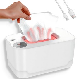 Calentador de Toallitas Humedas Portatil, Calienta Toallitas Humedas con Luz Nocturna, Calentador Toallitas Humedas con Ajuste de Temperatura, Gran Capacidad, Muy Adecuado para Viajes Familiares. (Blanco)